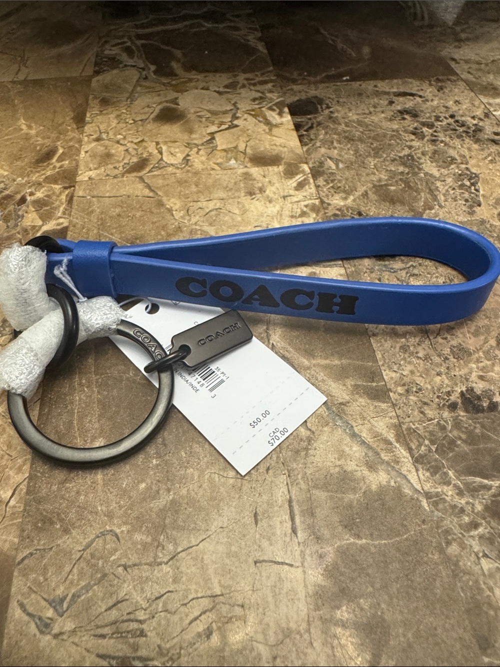 Coach Blue Leather Key Fob
